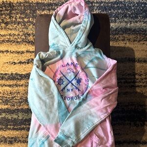 Kids Tie-Dye Hoodie with Lake George Print